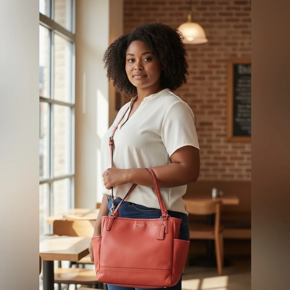 Coach Legacy Large‎ Coral Leather Crossbody for Work, Travel or Baby Bag 26353